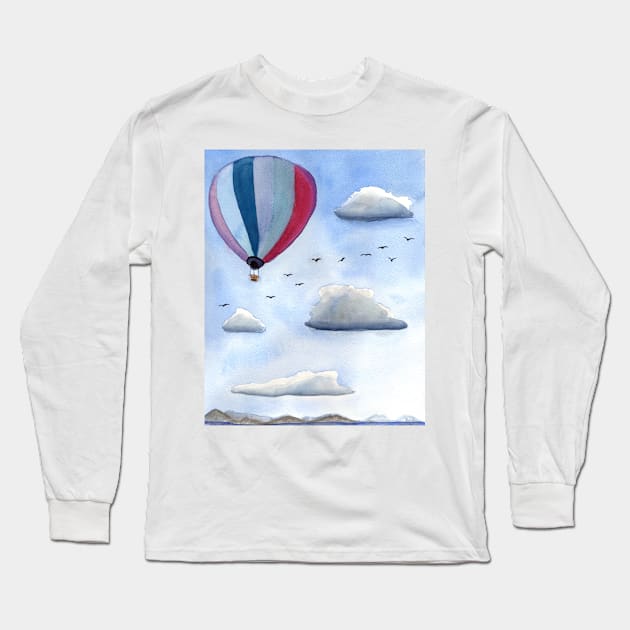 Hot Air Balloon in the Sky Long Sleeve T-Shirt by Sandraartist